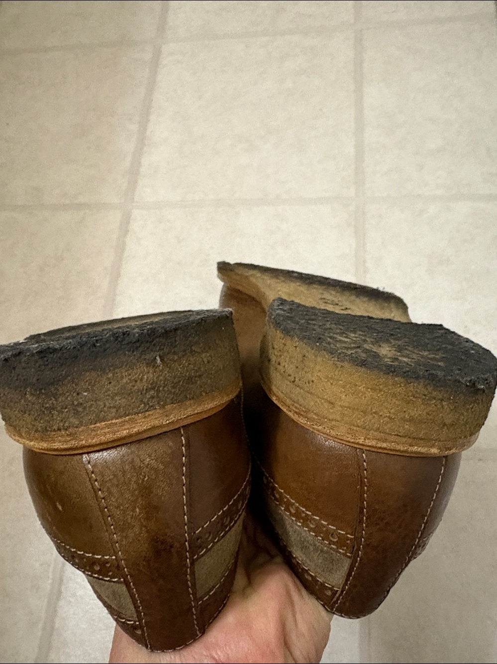 Brunello Cucinelli Two-Tone Brown & Tan Suede-Leather Brogues - Picture 8 of 10